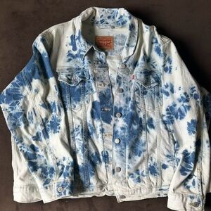 Levi's White and Blue Tie-Dye Jacket